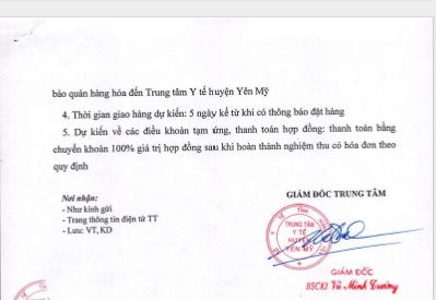 Thư mời báo giá mua sắm VTYT - HCXN